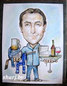 шарж мужчины с клюшкой пивом 