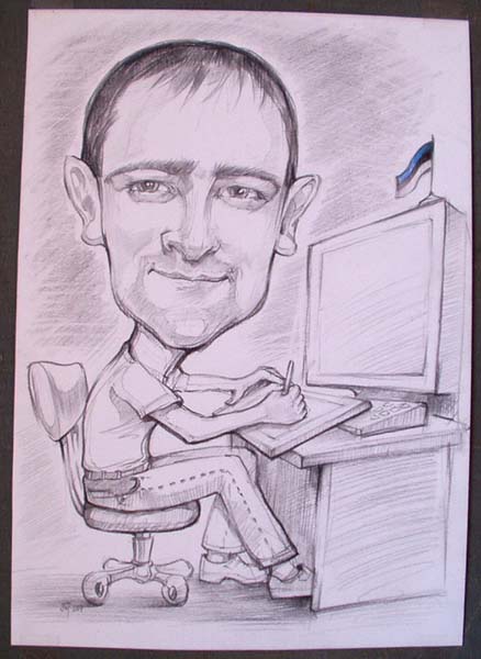 шарж по фото в подарок дизайнеру-компьютерщику Минск